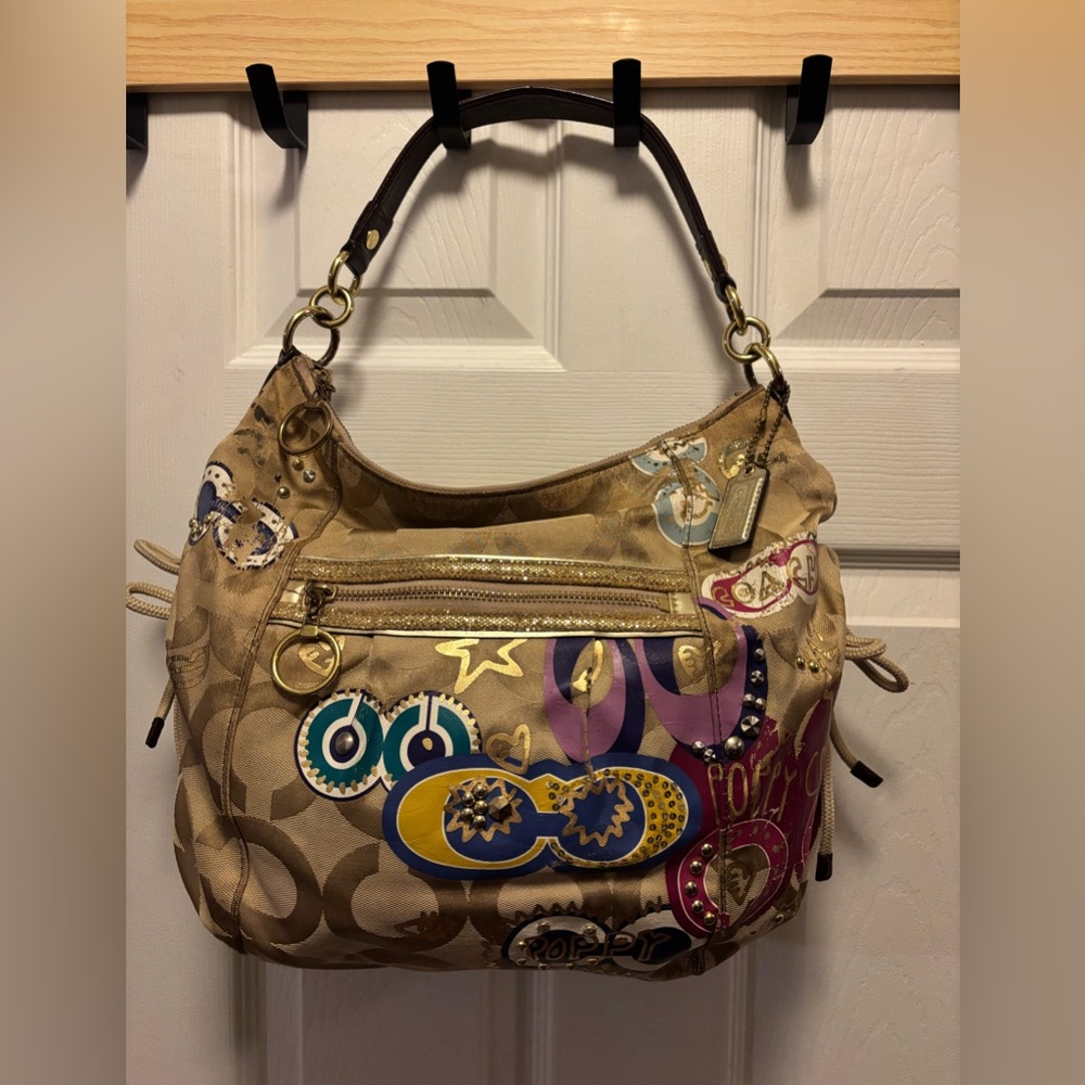 Coach Poppy “Jazzy” 2010 (15311) Signature Appliqué Glam Tote VGUC